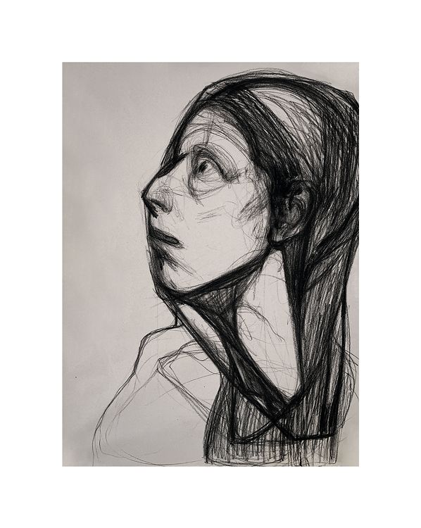 "120. Страх, 2022 / Fear, 2022 папір, вугілля / paper, charcoal 60 x 42 см."